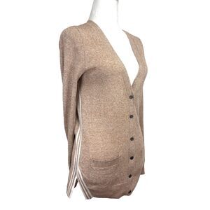 So Juniors Button Up Side Stripe Cardigan Sz S Beige Academia Preppy Office